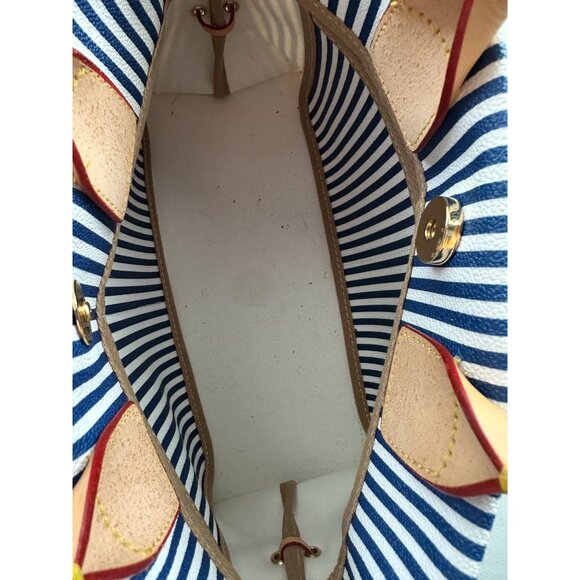 NWOT DB Dooney & Bourke blue and white striped top handle crossbody - Picture 4 of 8